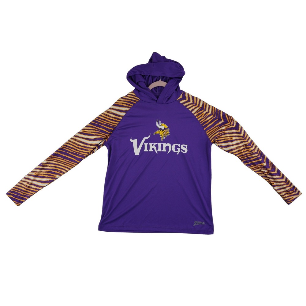 Zubaz NFL Minnesota Vikings Hoodie Mens Size Small Purple Zebra Print Sweatshirt